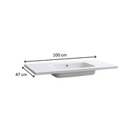 Wastafel Sanilux Classic 100x47x3 cm Mineraalmarmer Mat Wit (zonder kraangat)