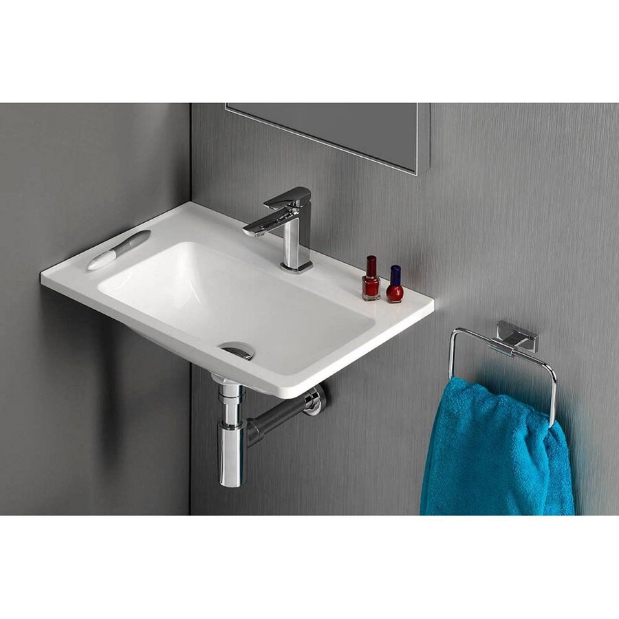 Wastafel Sapho Arana Rechthoekig 56x35x11 cm Links Marmer Wit