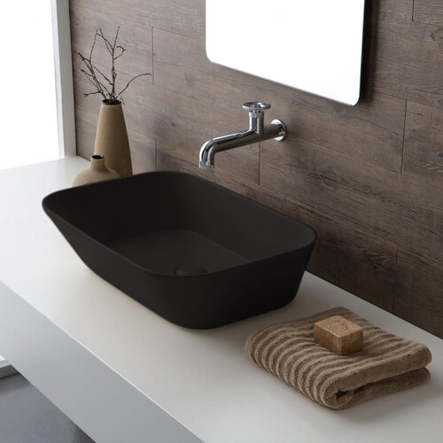 Waskom By Goof Mees Design Opbouw Wastafel Rechthoek 60x42 cm Mat Zwart 