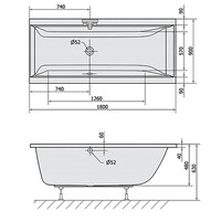 Ligbad Polysan Cleo Inbouw 180x90x48 cm Wit