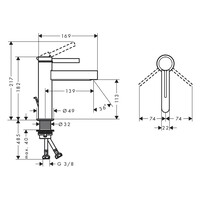 Wastafelmengkraan Finoris HansGrohe Eengreeps 110 met Pop-up Trekwaste Chroom