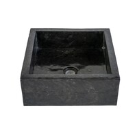 Waskom BWS Stone Vierkant 40x40x15 cm Gepolijst Natuursteen Zwart