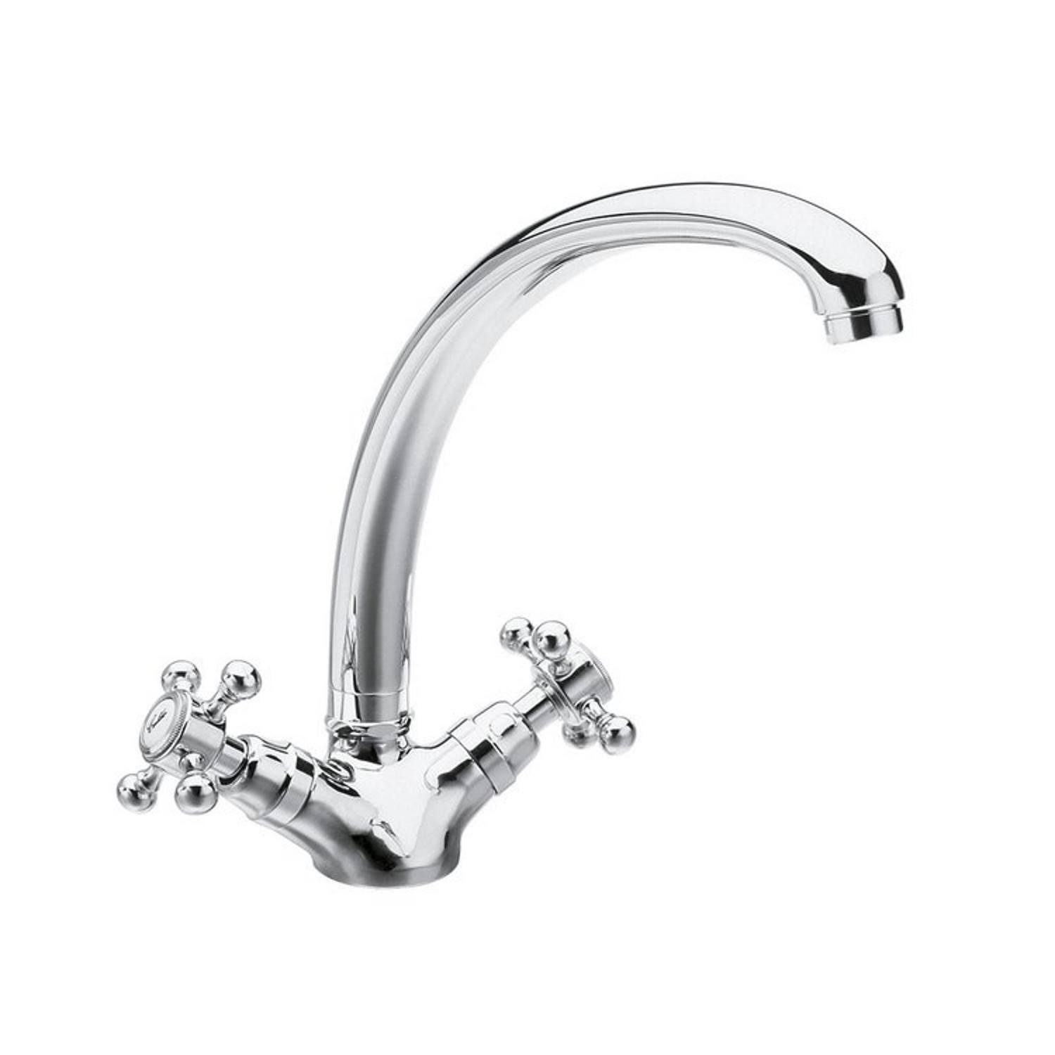 Wastafelmengkraan Sapho Antea 2-knop Gebogen Uitloop 20 cm Chroom Sapho