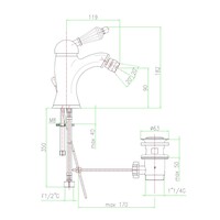Bidetmengkraan Sapho Kirk� Retro Kristal 1-hendel Gebogen 18.2 cm Chroom (incl. clickwaste)