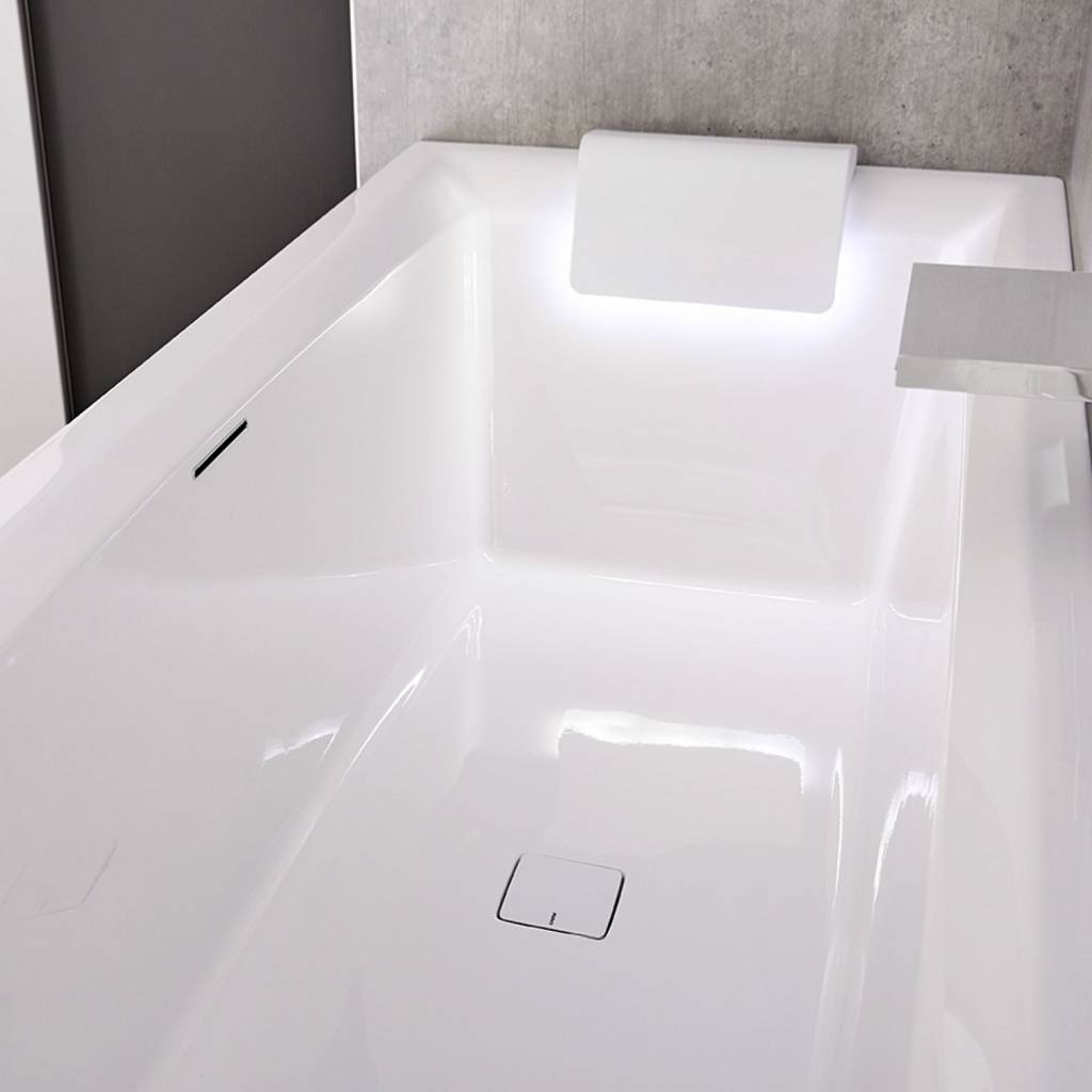 Riho Ligbad Still Square met LED en Hoofdsteun 170x75 cm Acryl Wit - Hoofdsteun Rechts