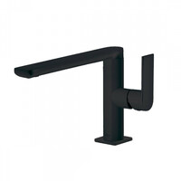 Wastafelmengkraan Tres Loft 1-Hendel Uitloop Recht 16 cm Rond Zwart