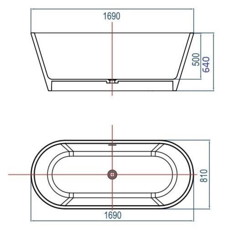 Vrijstaand Bad Mooi 170X80X64Cm Solid Surface