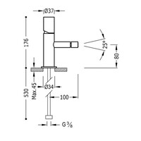 Wastafelmengkraan Tres Study Exclusive 1-Knop Bidet Uitloop Recht 8 cm Rond Mat Zwart