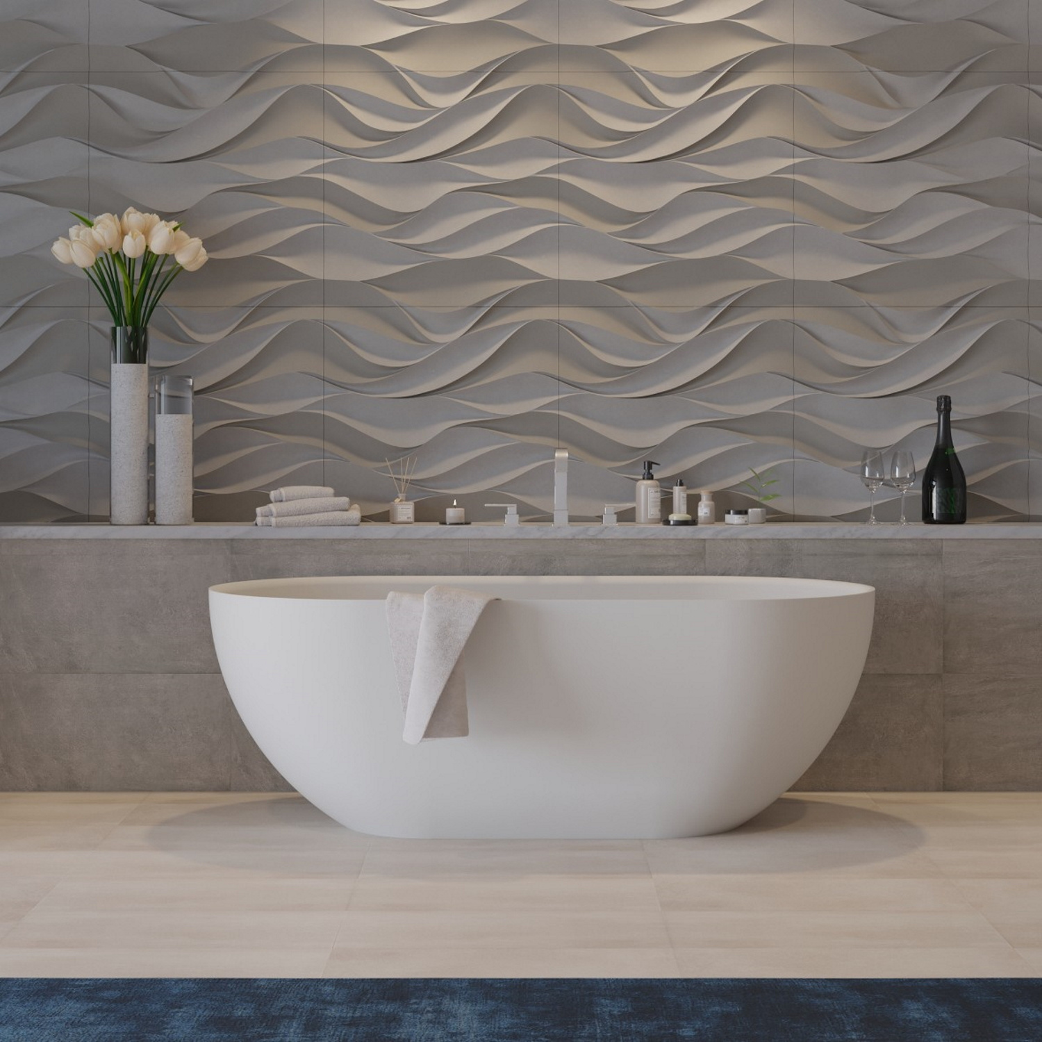 Ligbad Vrijstaand Ideavit Solidera 150x76x53 cm Solid Surface Mat Wit Ideavit