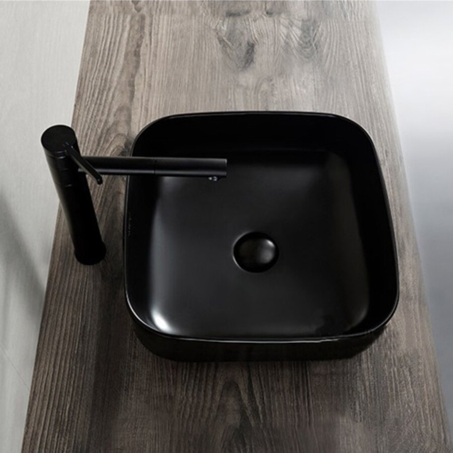 Opbouw Waskom Boss & Wessing Premium 40x40x14 cm Keramiek Zwart