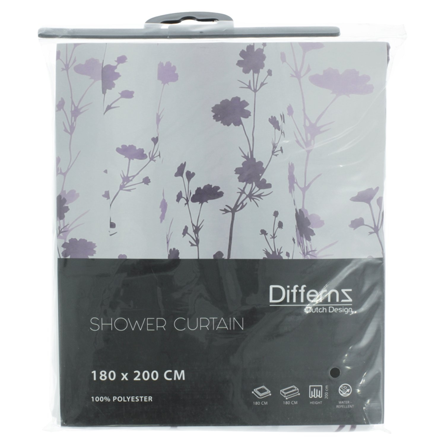 Douchegordijn Differnz Folia Polyester 180x200 cm Paars Differnz
