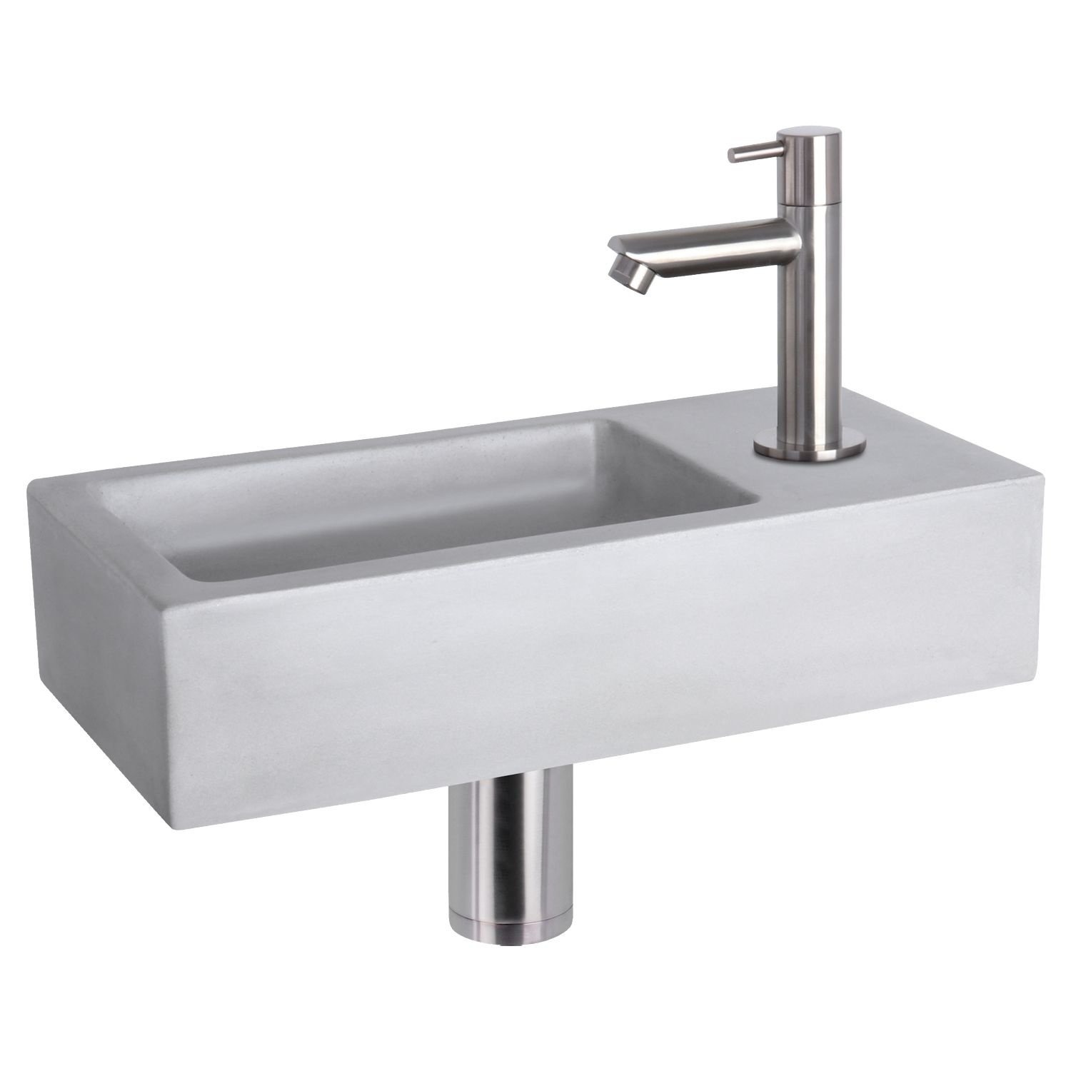 Fonteinset Differnz Ravo Beton 38.5x18.5x9 cm Licht Grijs Met Rechte Mat Chroom Differnz