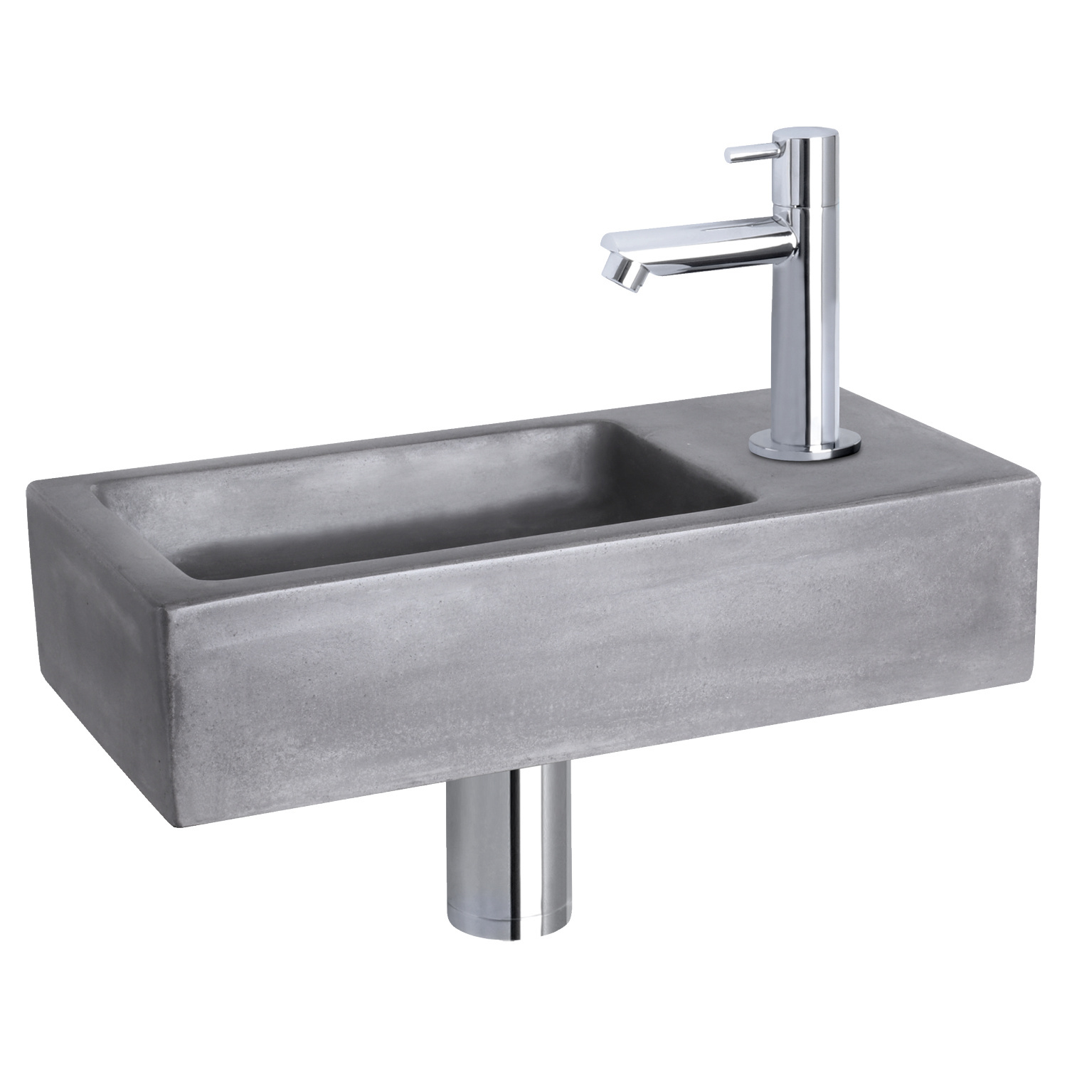 Fonteinset Differnz Ravo Beton 38.5x18.5x9 cm Donker Grijs Met Rechte Chroom Differnz