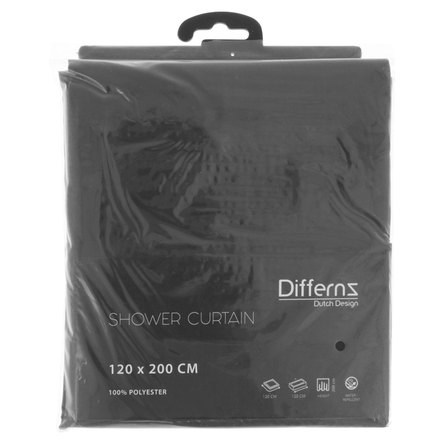 Douchegordijn Differnz Color Polyester 120x200 cm Antraciet Differnz