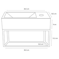 Fonteinset Differnz Ravo Beton en Handoekrek 38.5x18.5x9 cm Licht Grijs Met Gebogen Kraan Rood Koper