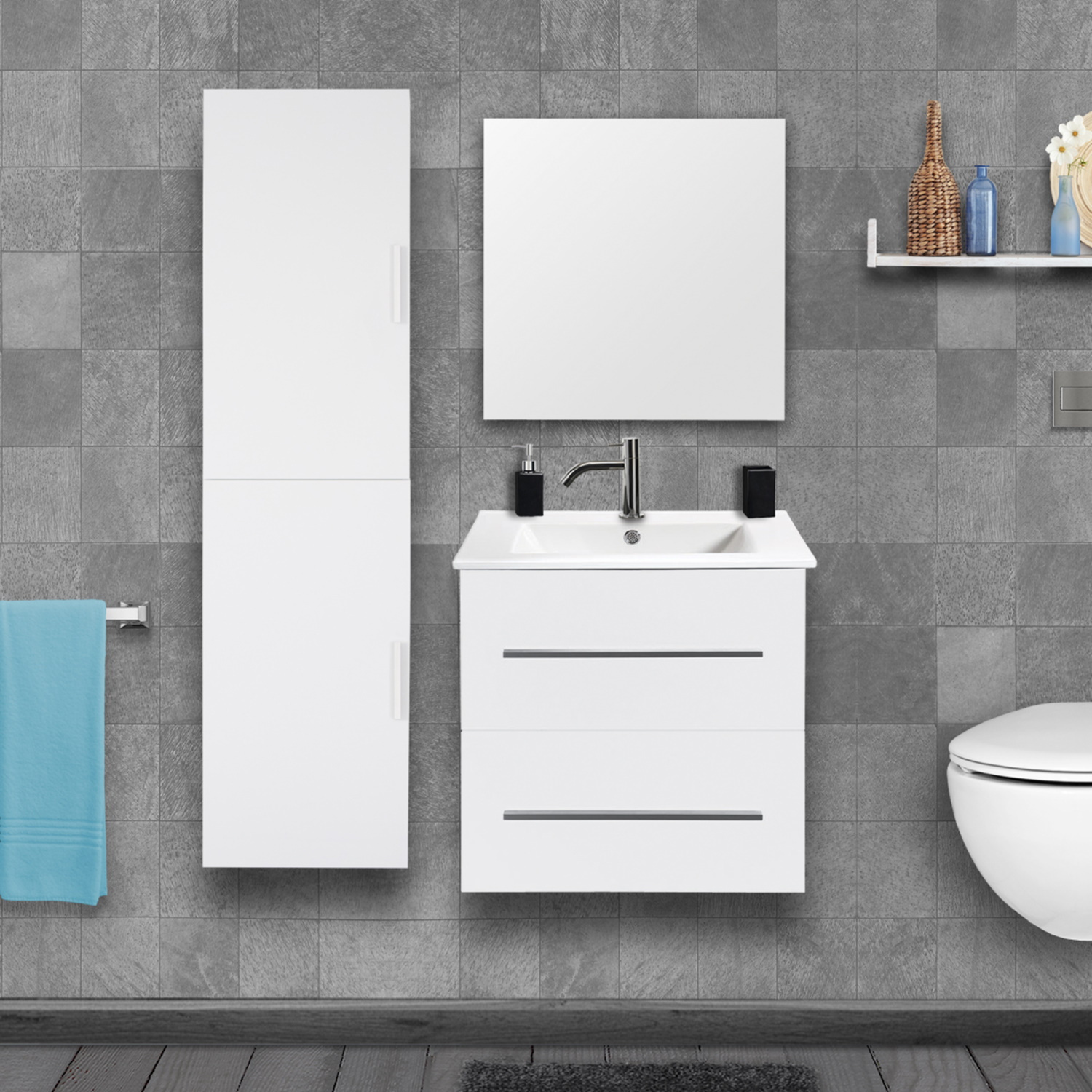 Badmeubelset Differnz Shout 59x60x45 cm Wit Differnz