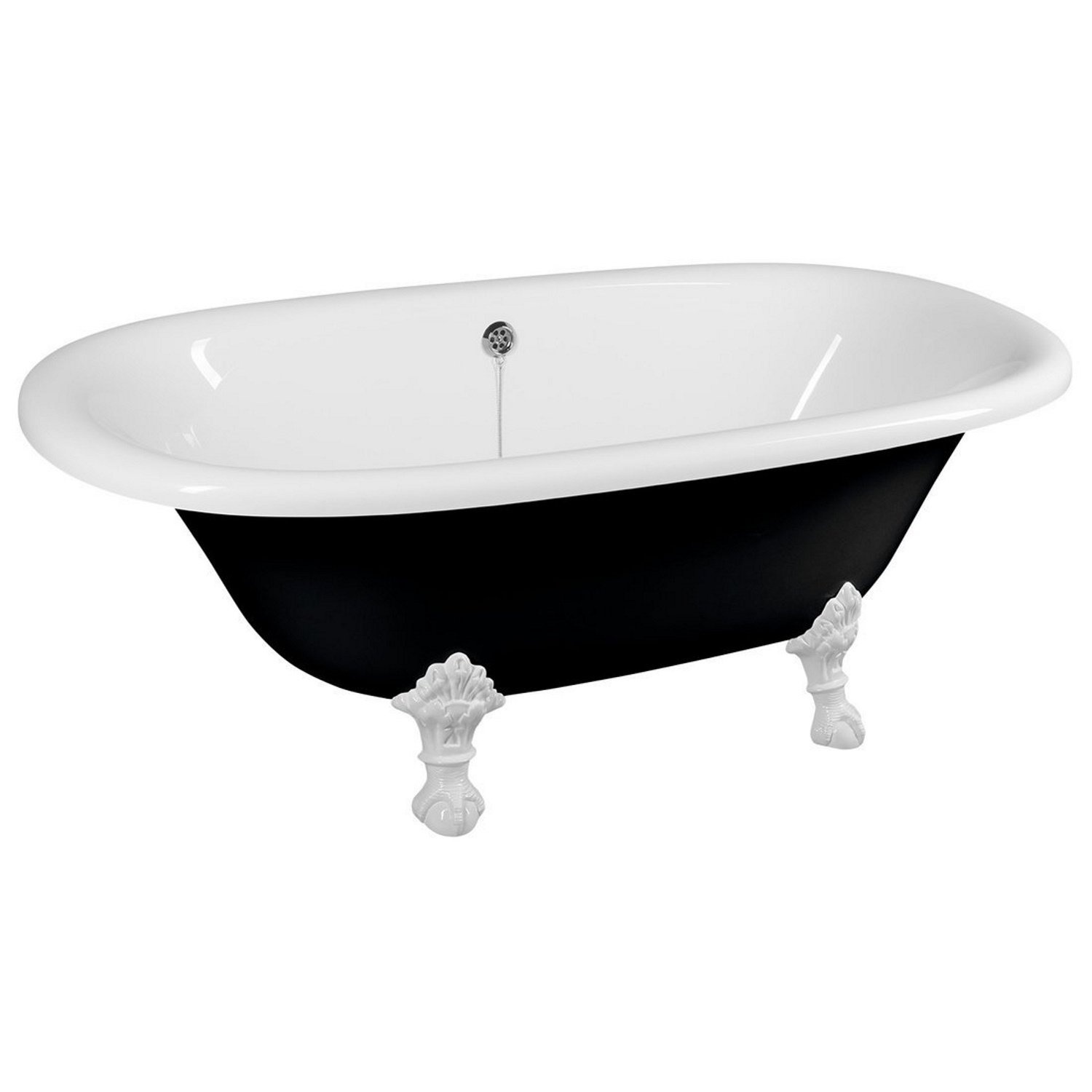 Vrijstaand Bad Sapho Regata 175x85x61 cm Wit / Zwart met Leeuwenpoten Wit Sapho