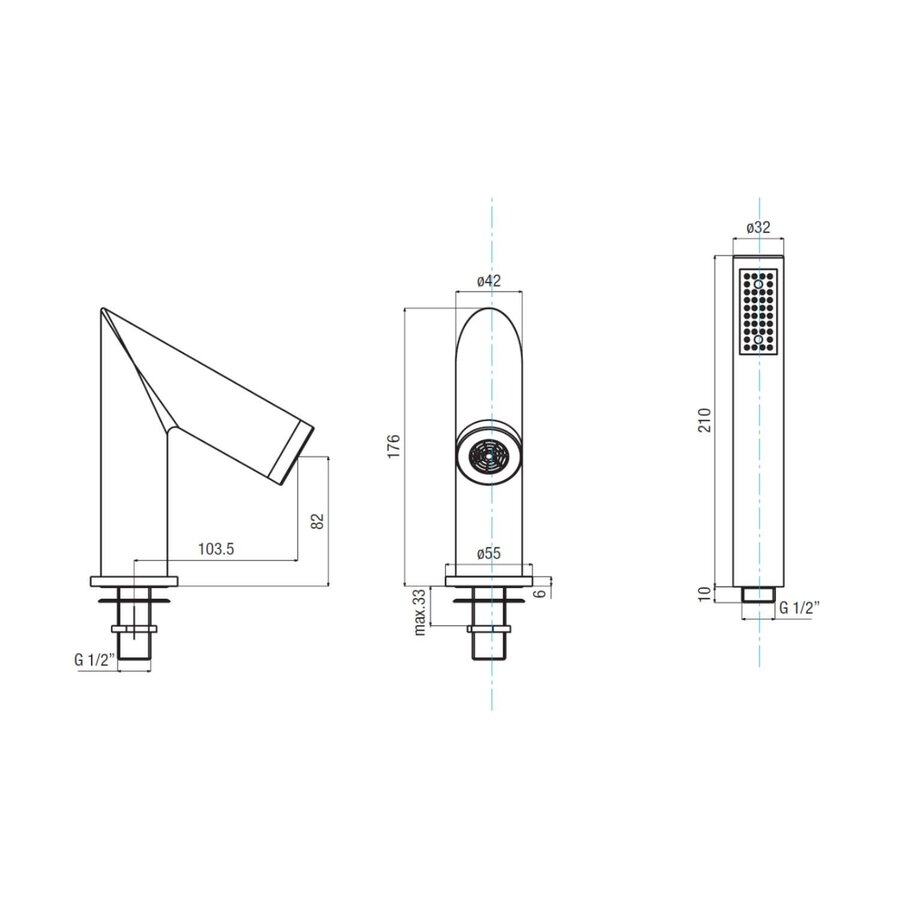 Badrandkraan Sapho Go Deck 2-knop Thermostatische Mengkraan Compleet 4-gats Chroom