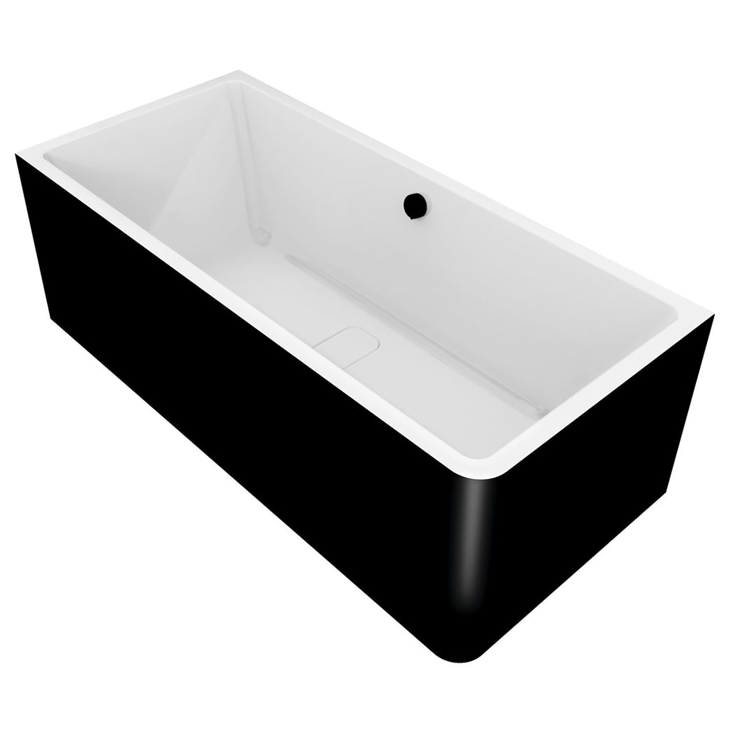 Ligbad Polysan Marlene 185x85x63 cm Asymmetrisch Links Zwart / Wit Polysan