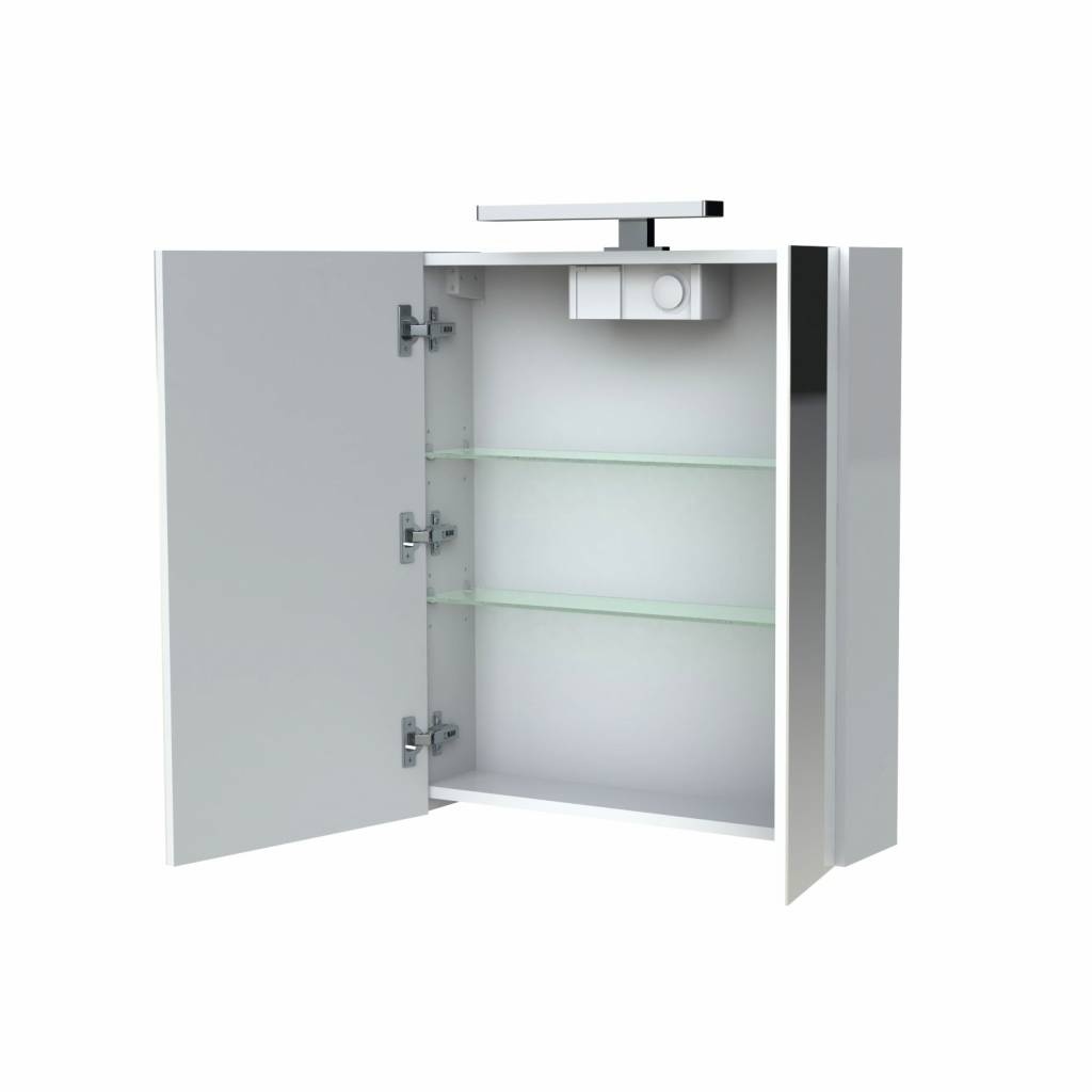 Spiegelkast Allibert Juno LED Verlichting 60x75.2x16 cm Softclose Deuren Glans Wit Allibert