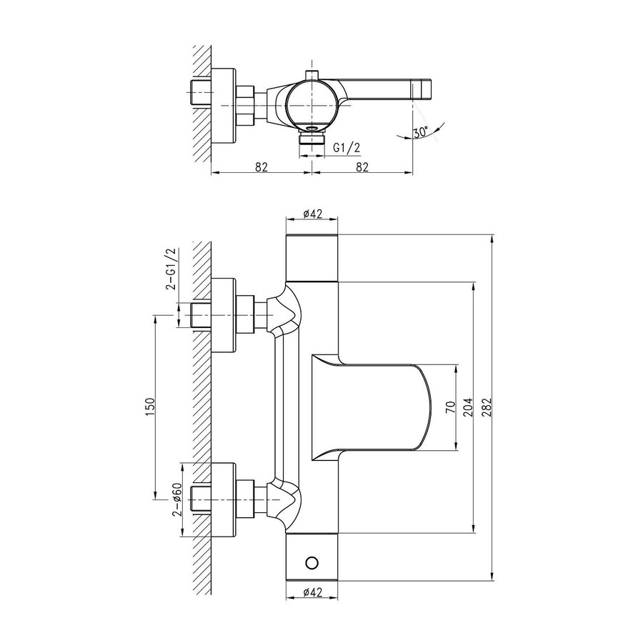Opbouw Badkraan Sapho Kimura Thermostaatkraan 2-knop 16.4 cm Chroom