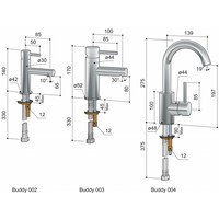 Wastafelmengkraan Hotbath Buddy Draaibare Uitloop 1-hendel Gebogen 27.5 cm