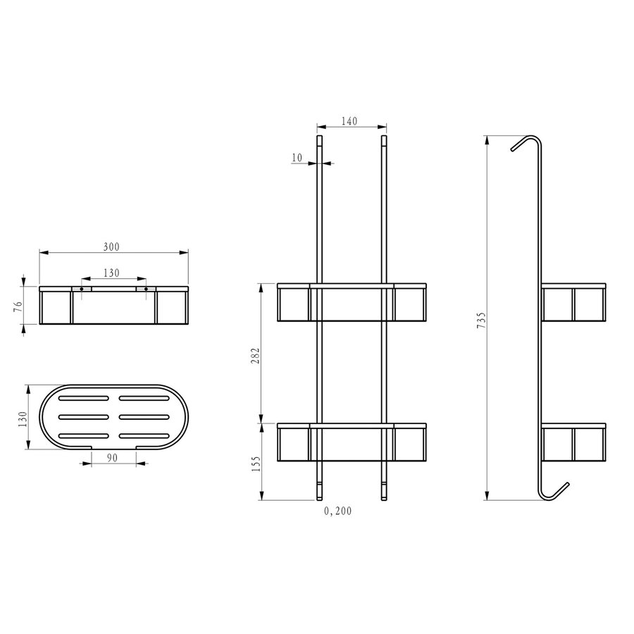 Ophangrek Wiesbaden Style 80 cm Chroom