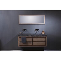 Forzalaqua Palermo Doppio Wastafel 140.5x51.5x9cm 2 wasbakken Graniet Gezoet Gekapt Antraciet 0 krgaten