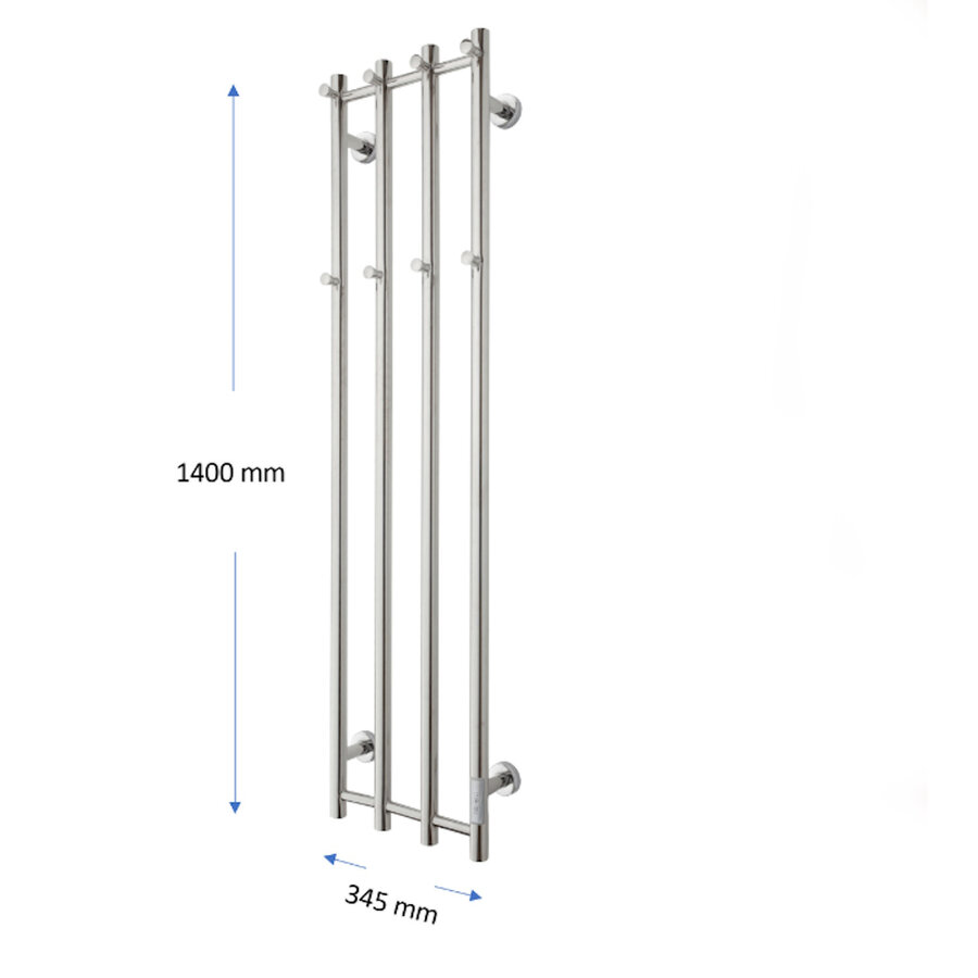 Elektrische Radiator TVS ELDO 4 Gepolijst RVS met Timer 140x34.5 cm