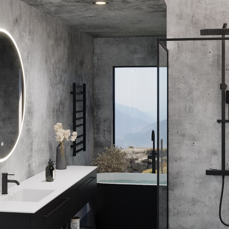 Elektrische Radiator TVS ELDO 9F Mat Zwart met Timer 86x53 cm