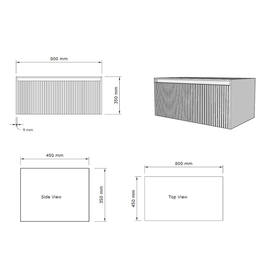 Onderkast Gliss Design Timotheus 80 CM Incl. Topplaat Ash Grey