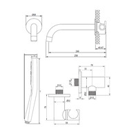 BRAUER Brushed Edition thermostatische inbouw badkraan met drukknoppen SET 04 met uitloop en 3-standen handdouche en doucheslang en wandaansluitbocht RVS geborsteld PVD