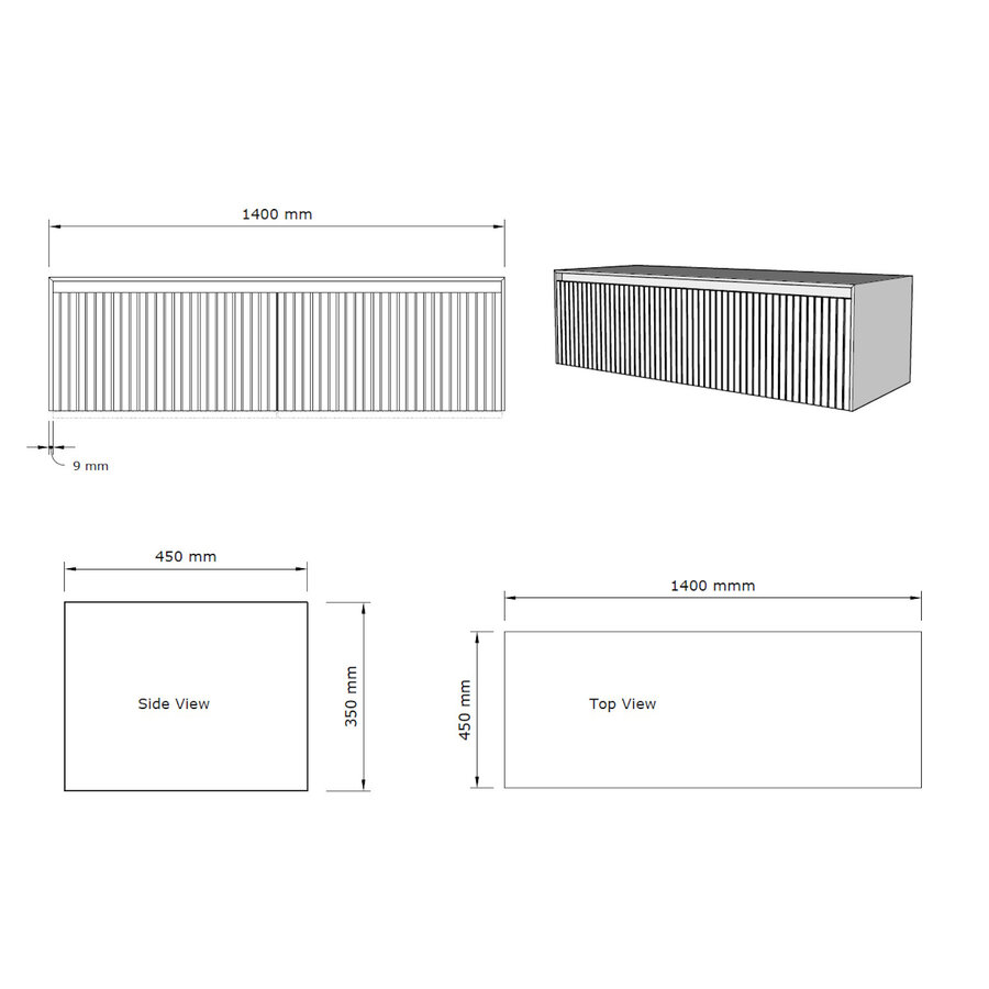 Onderkast Gliss Design Timotheus 140 CM 2 Lades Incl Topplaat Pure