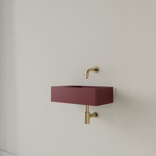 Fontein Gliss Design Freya Solid Marble 40x22x10 cm Zonder Kraangat Links Mat Wijn Rood 