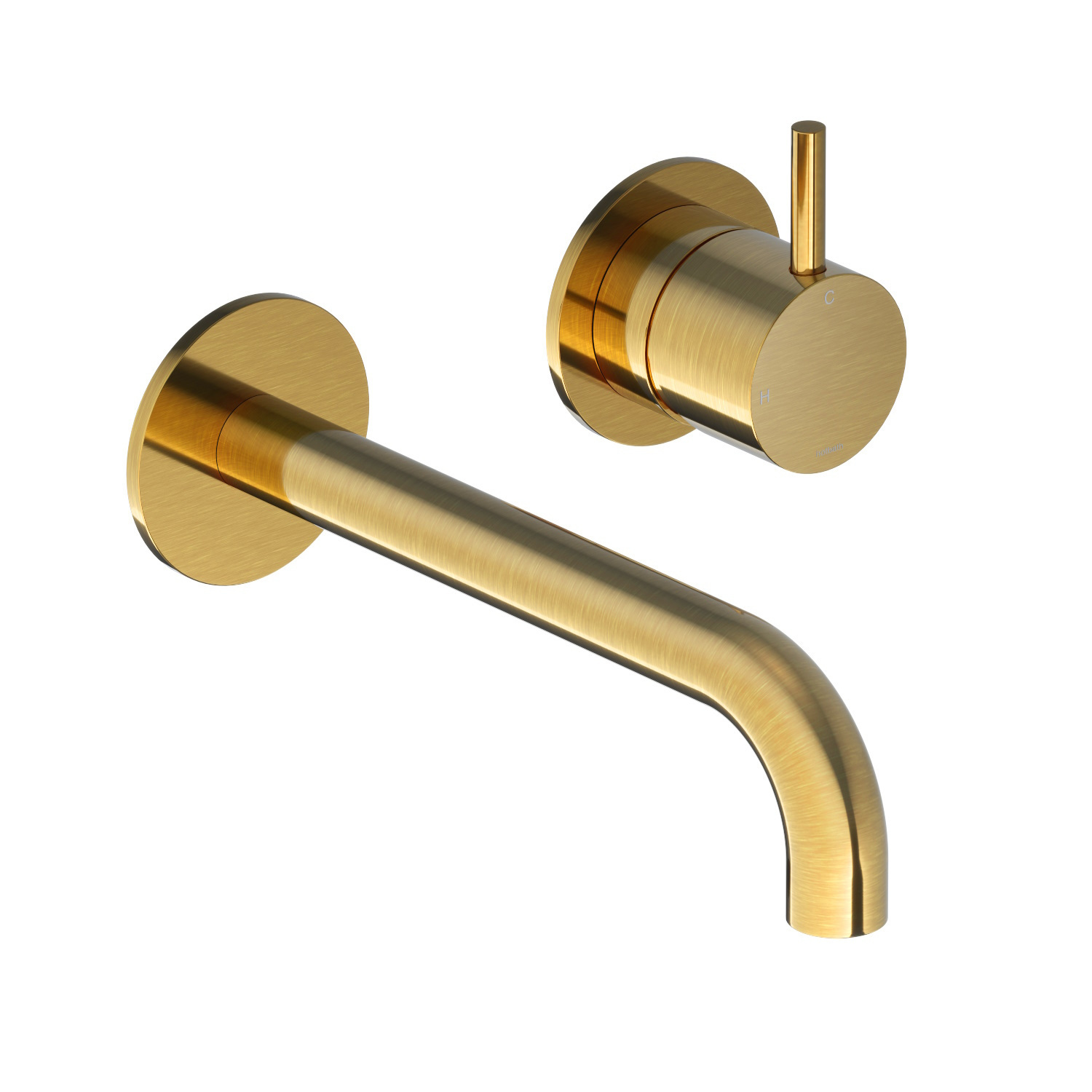 Hotbath Inbouw Wastafelkraan Cobber 18 cm Gebogen Uitloop 1-Hendel Geborsteld Messing PVD