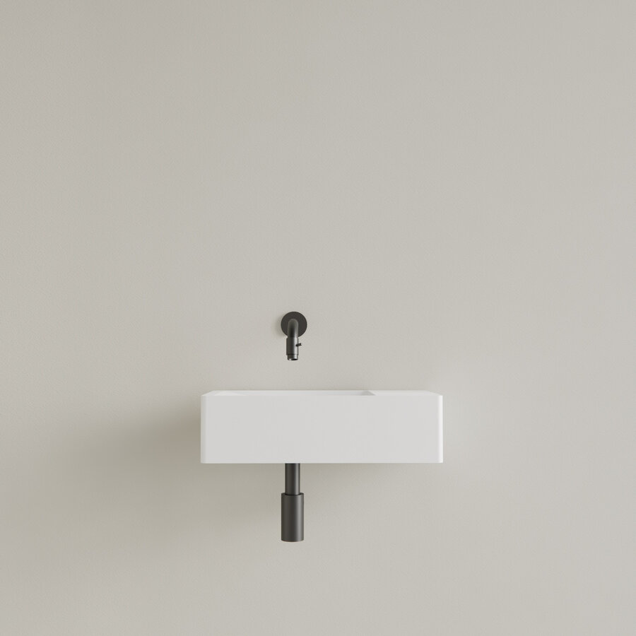 Fontein Gliss Design Freya Solid Marble 40x22x10 cm Zonder Kraangat Rechts Glans Wit