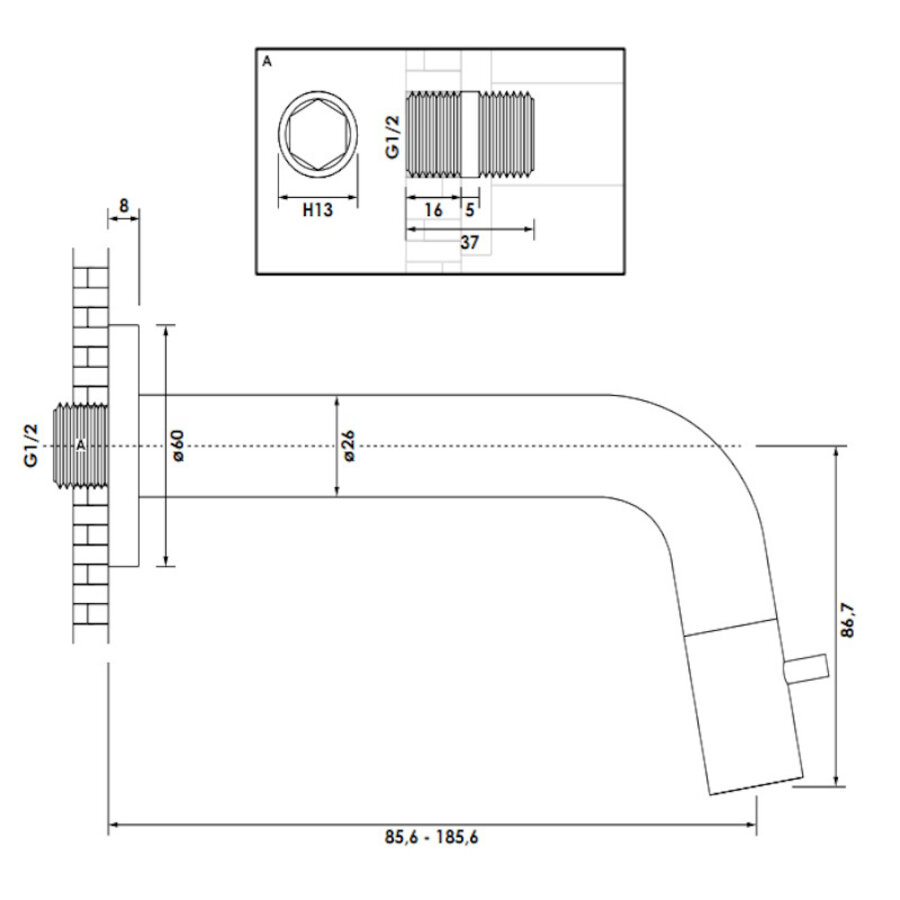 Inbouw Fonteinkraan Brauer Copper Edition Inkortbaar Koper Geborsteld PVD