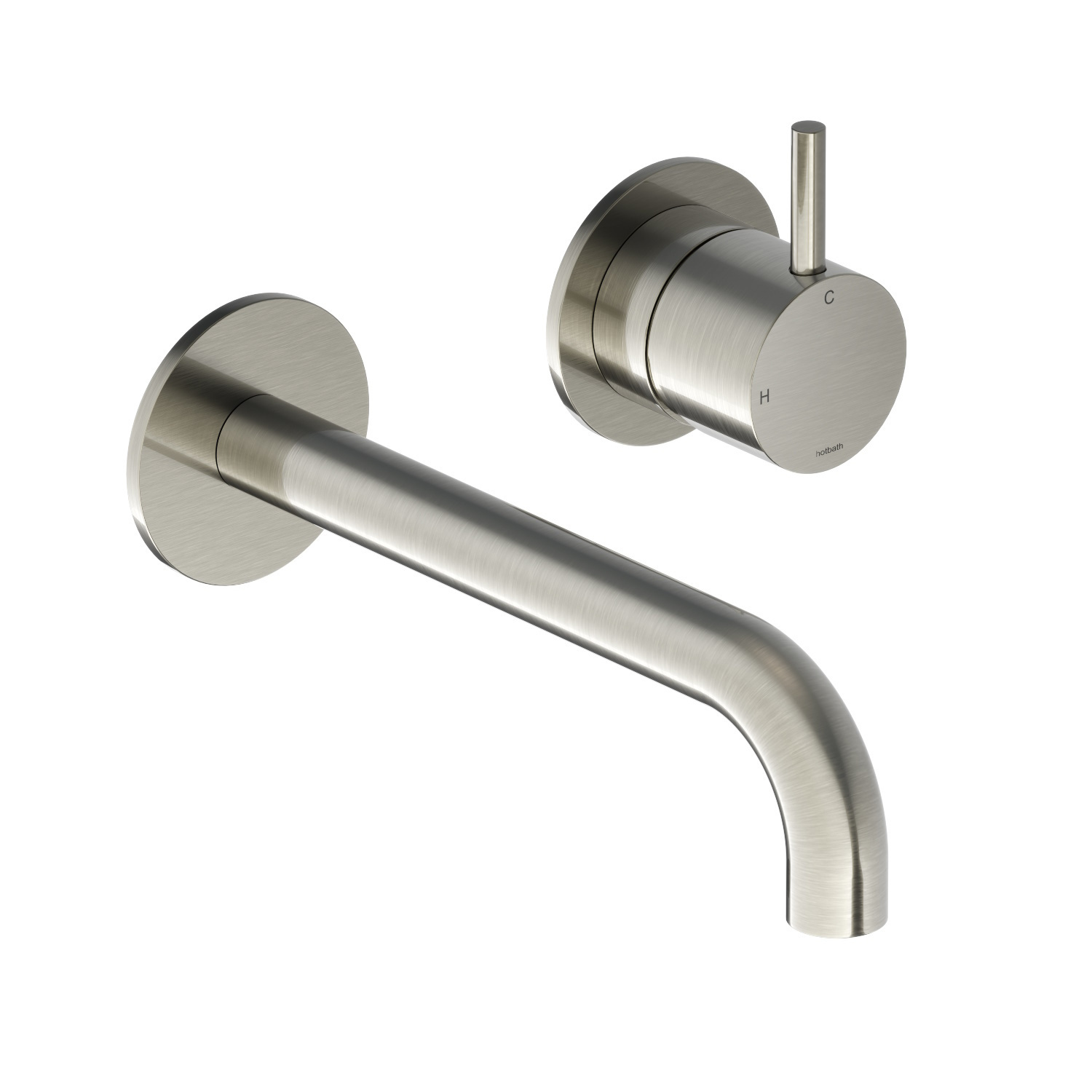 Hotbath Inbouw Wastafelkraan Cobber 18 cm Gebogen Uitloop 1-Hendel Geborsteld Nikkel