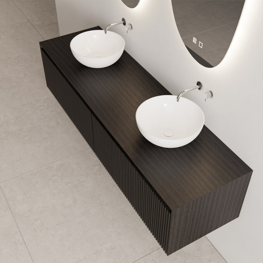 Onderkast Gliss Design Timotheus 180 CM 2 Lades Incl Topplaat Black Veneer