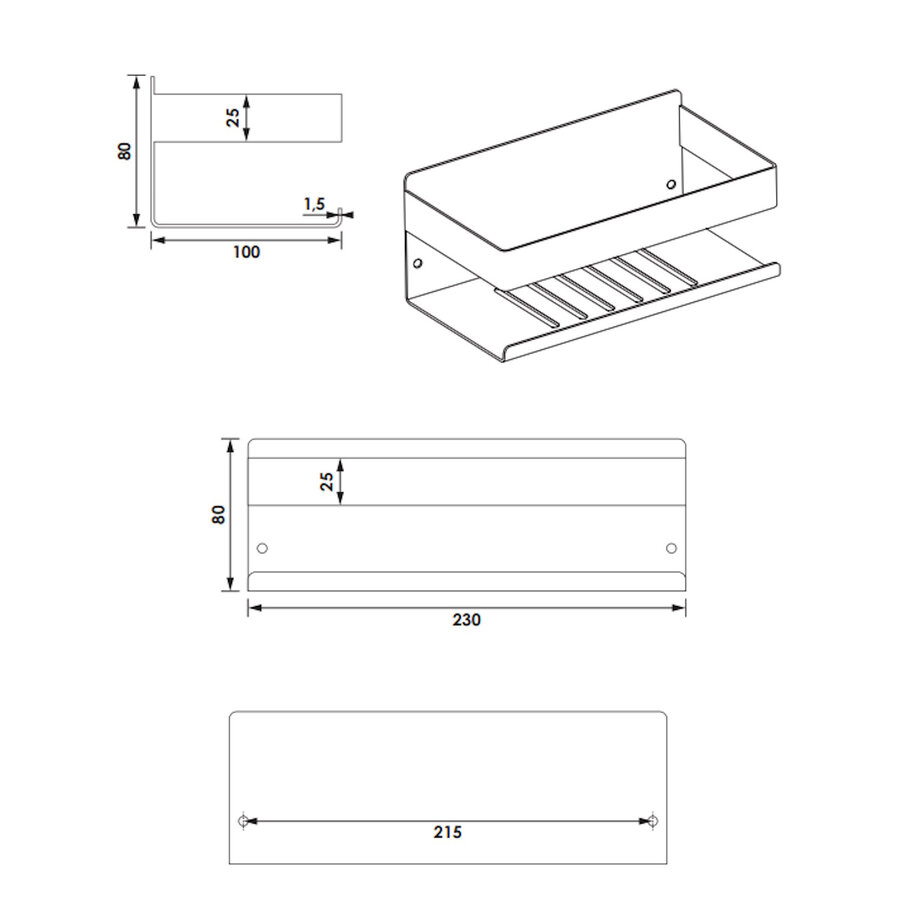 Doucherek Brauer Gunmetal Edition 23 Cm Gunmetal Geborsteld PVD