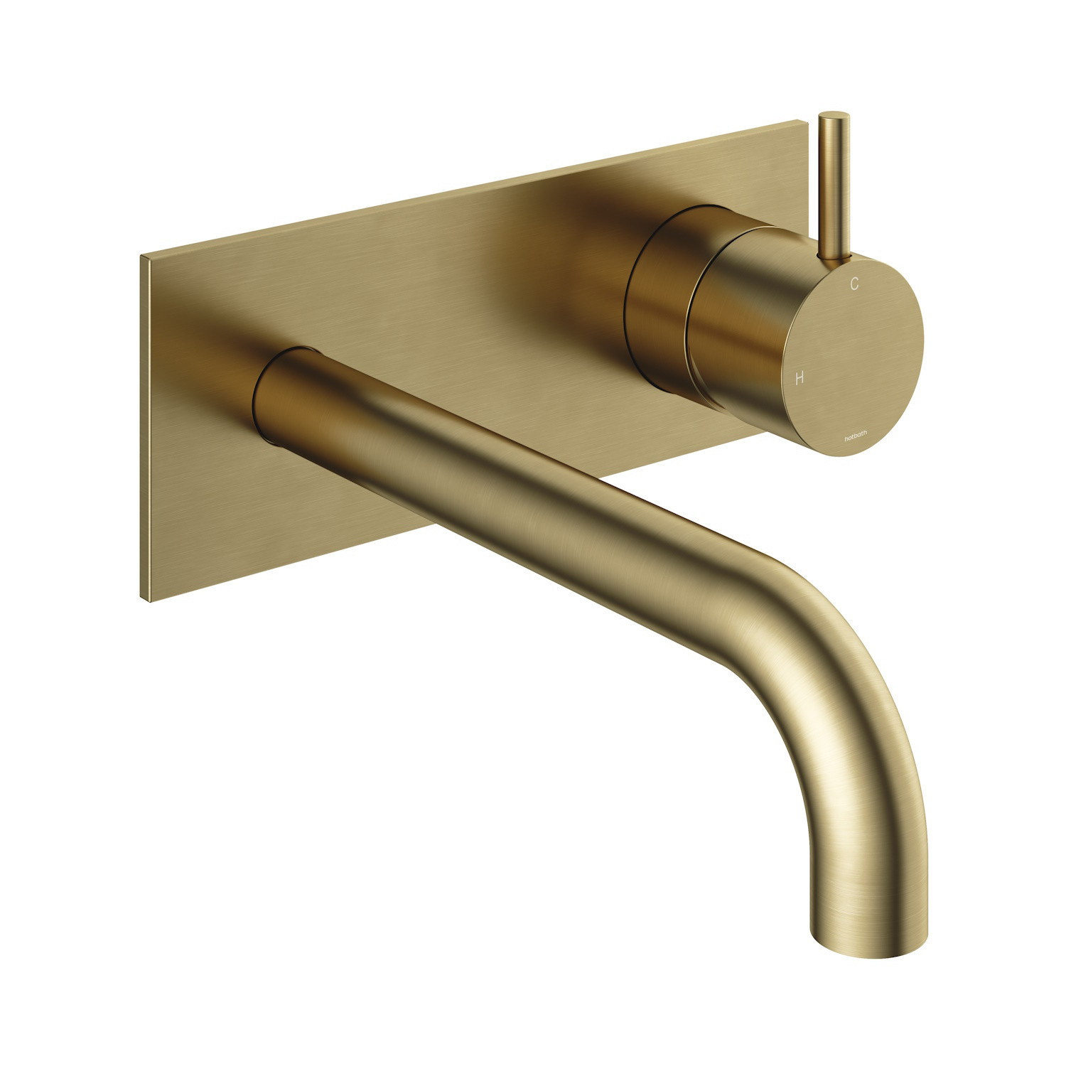 Hotbath Inbouw Wastafelkraan Met Achterplaat Cobber 18 cm Gebogen Uitloop 1-Hendel Geborsteld Messing