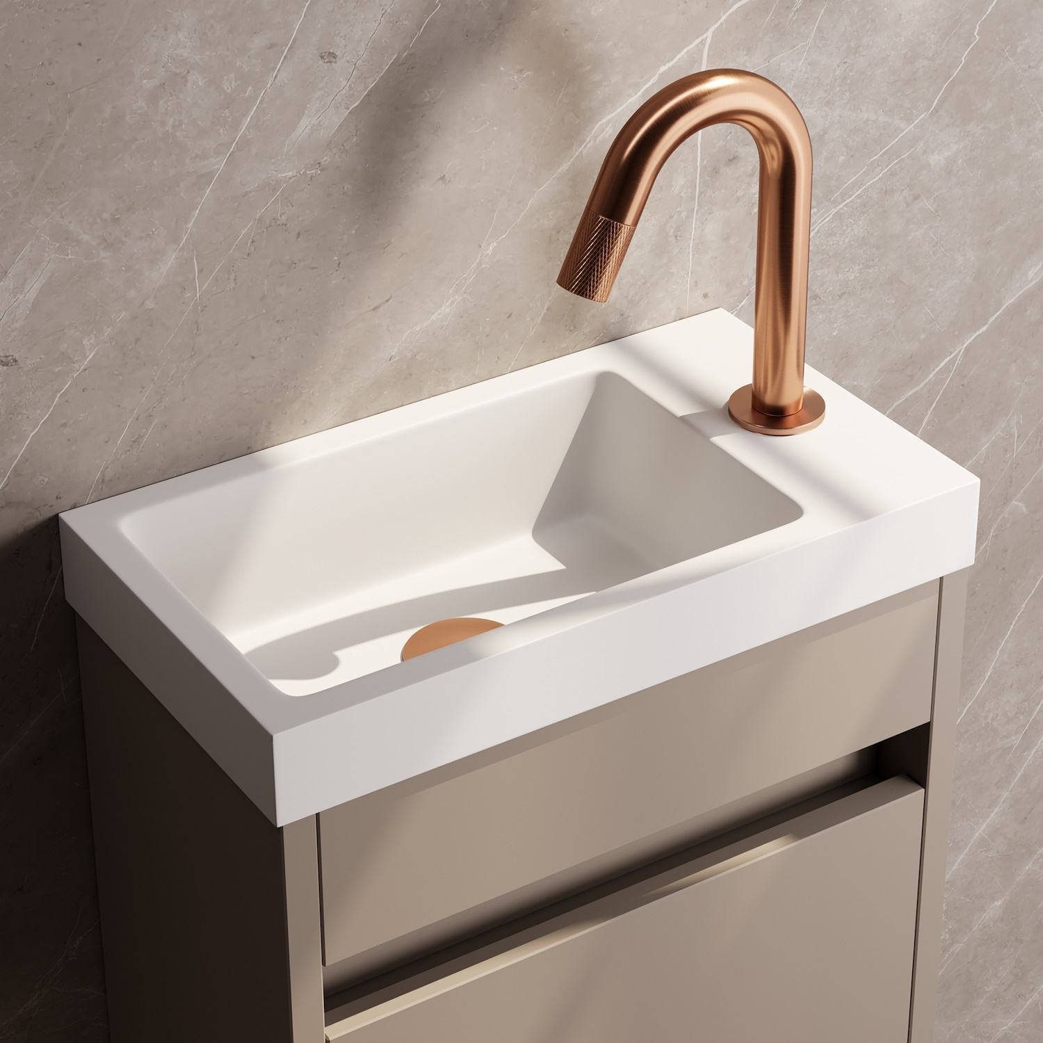 Opbouw Fonteinkraan Brauer Copper Carving Edition Met Gebogen Uitloop Koper Geborsteld PVD Brauer