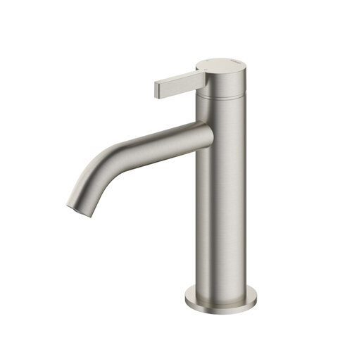 Wastafelmengkraan Hotbath Ace 1-Hendel Gebogen 15.5 cm Geborsteld Nikkel 