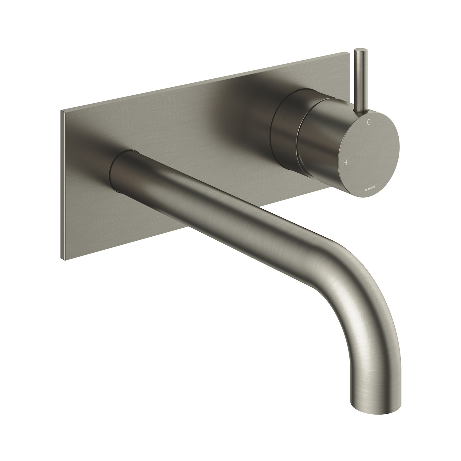 Hotbath Inbouw Wastafelkraan Met Achterplaat Cobber 18 cm Gebogen Uitloop 1-Hendel Geborsteld Nikkel