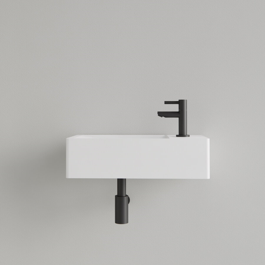 Fontein Gliss Design Freya Solid Marble 40x22x10 cm Met Kraangat Rechts Glans Wit