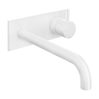 Inbouw Wastafelkraan Met Achterplaat Hotbath Cobber 25cm Gebogen Uitloop 1-Hendel Mat Wit