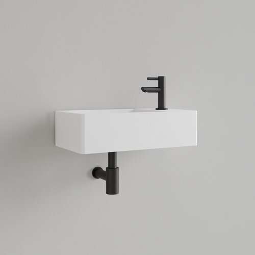 Fontein Gliss Design Freya Solid Marble 40x22x10 cm Met Kraangat Rechts Mat Wit 