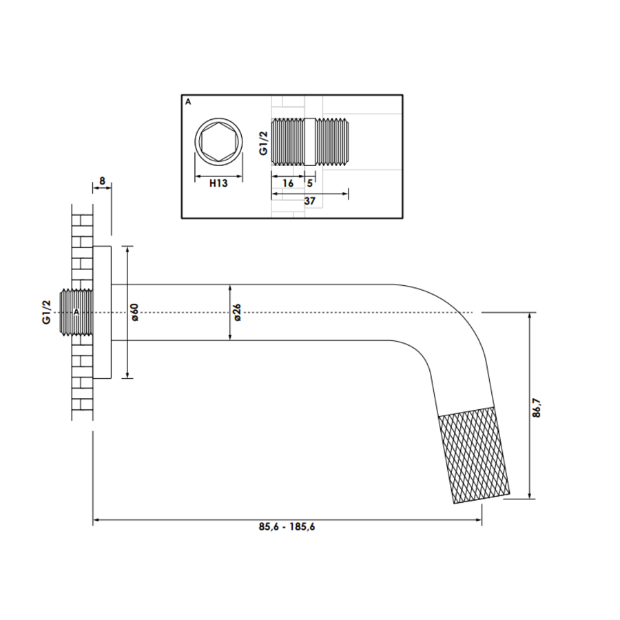 Inbouw Fonteinkraan Brauer Gold Carving Edition Inkortbaar Goud Geborsteld PVD