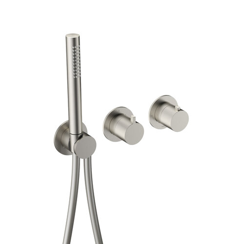 Inbouw thermostaat - Afbouwdeel Hotbath Ace Met 2-Weg Stop-Omstel Met Handdouche/ Doucheslang Geborsteld Nikkel 