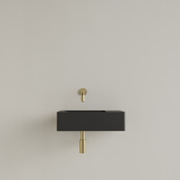 Fontein Gliss Design Freya Solid Marble 40x22x10 cm Zonder Kraangat Rechts Mat Zwart